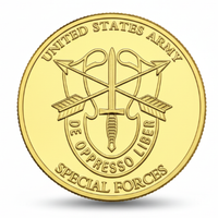 US Special Forces coin reverse De Oppresso Liber crest crossed arrows dagger US Army Green Berets military collectible token
