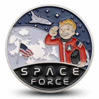 United States Space Force coin silver commemorative collectible astronaut salute American flag spacecraft military Space Force collectible token
