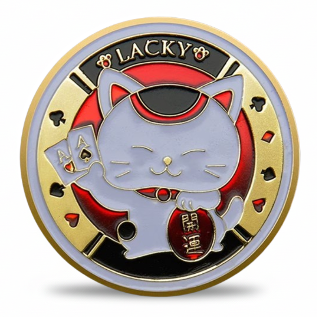 Lucky Cat Poker Card Guard Coin – Gaming Collectible