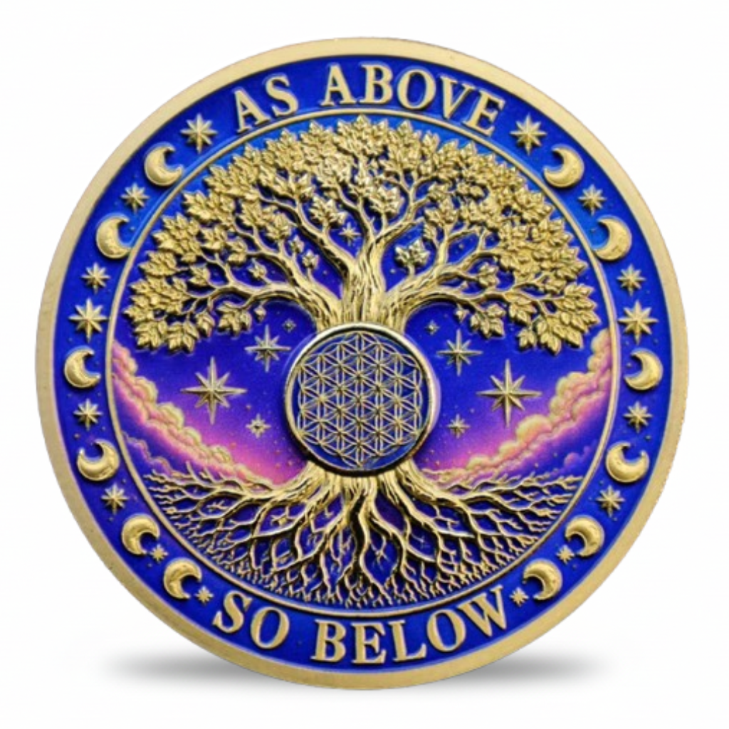 I Am Balanced I Am Protected Chakra Coin – Tree of Life Spiritual Collectible