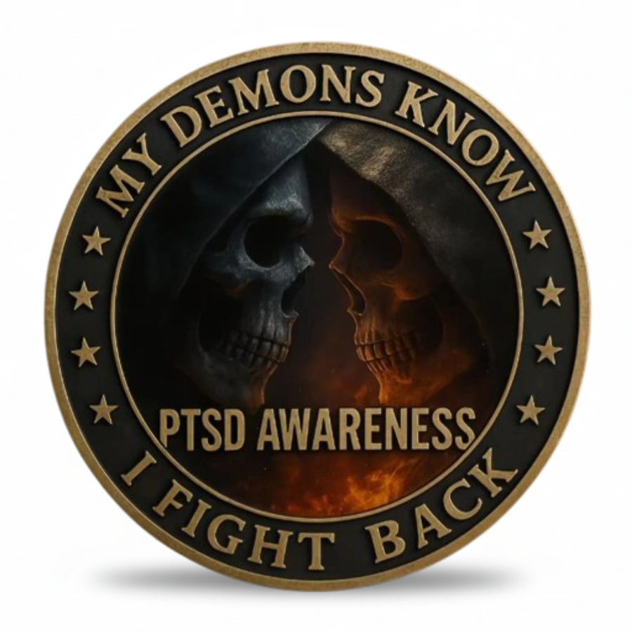 PTSD Awareness Coin – My Demons Know I Fight Back Collectible