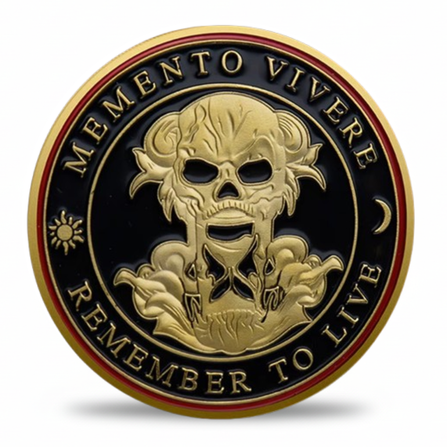 Memento Mori & Memento Vivere Skull Coin – Gothic Collectible Token