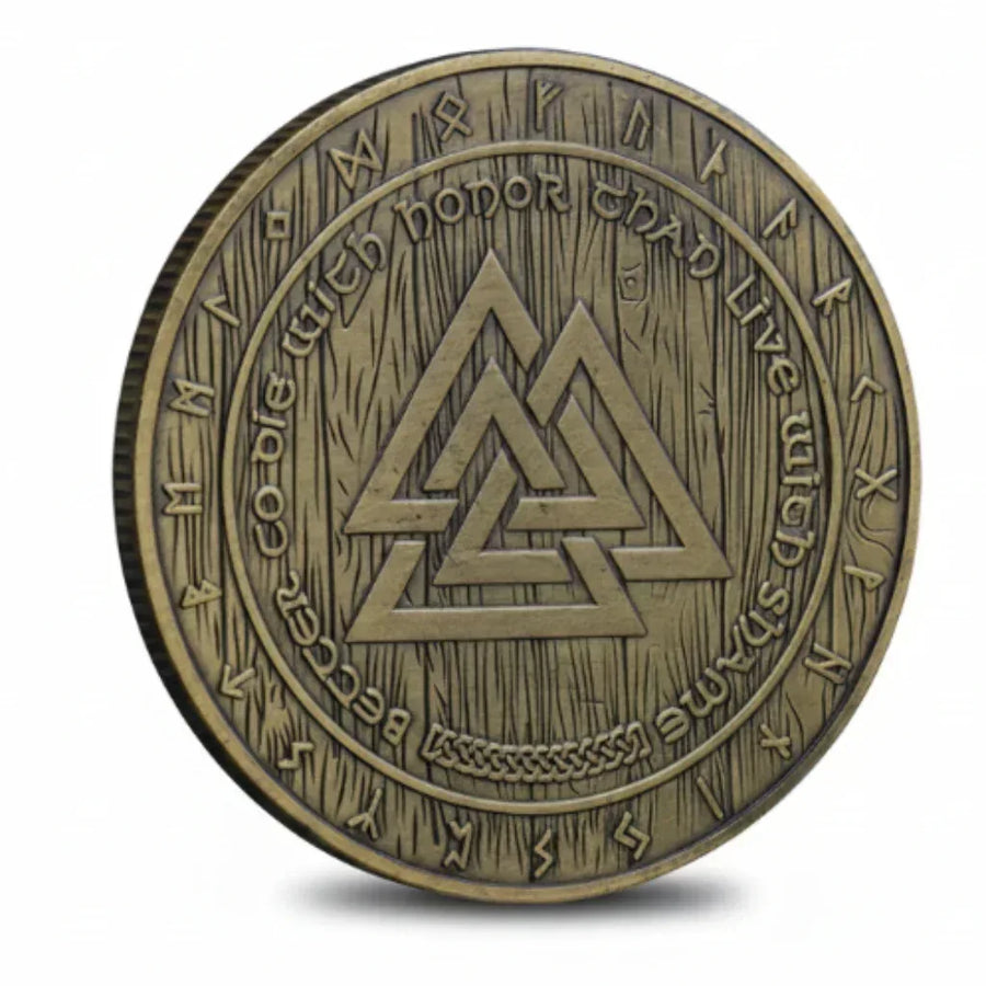 Interlocking V Rune Odin Valknut Rune Coin – Norse Collectible – Onemorecoin
