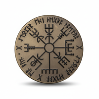 iron alloy Viking coin featuring Vegvisir compass symbol with Norse runes around edge