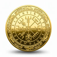 Viking Vegvisir compass coin collectible token Norse navigation symbol runic inscriptions Celtic knotwork gift for collectors available at One More Coin store

