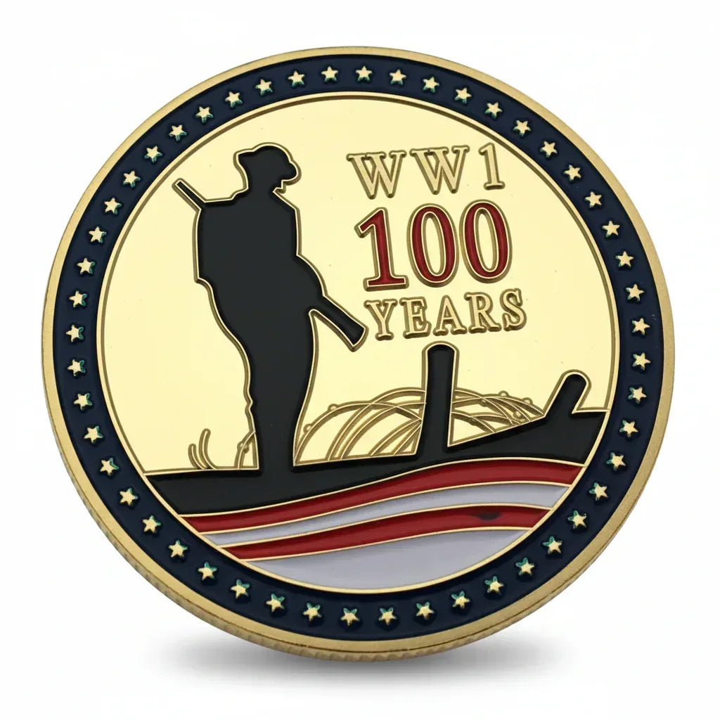 WWI Armistice Day 100th anniversary coin commemorative collectible 1918-2018 Great War soldiers remembrance military collectible token available at One More Coin store
