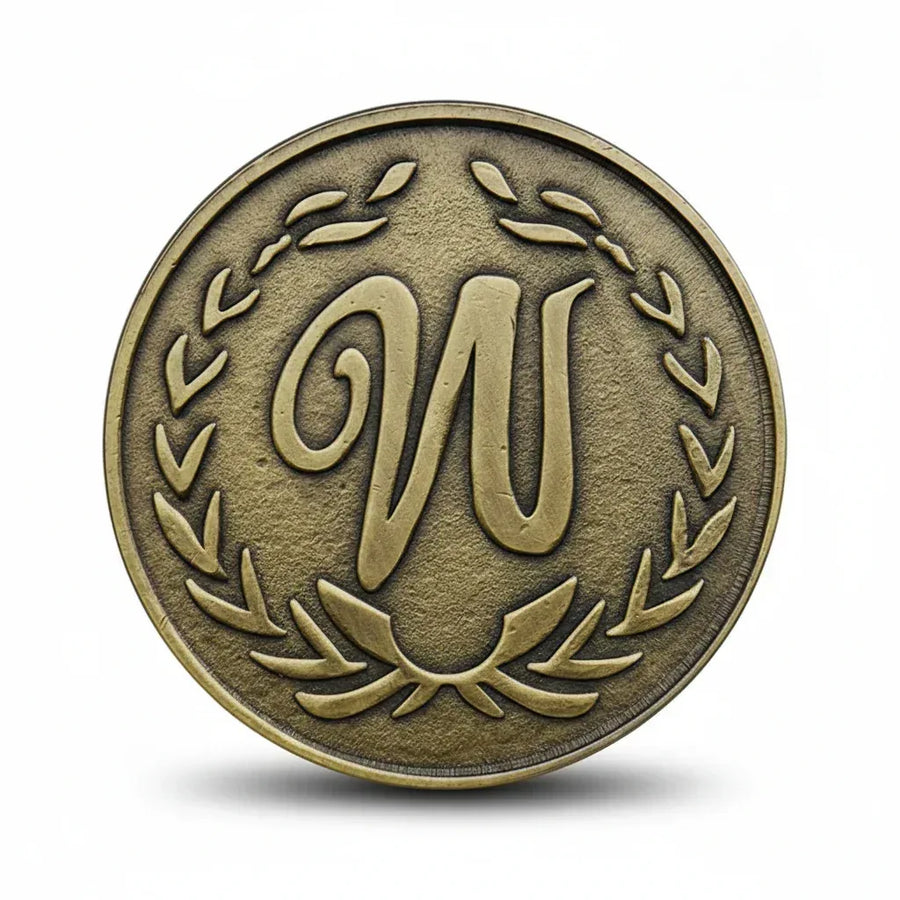 Win or Lose decision coin commemorative collectible laurel wreaths antique bronze decision-making gaming novelty collectible token available at One More Coin store
