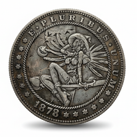 Witch on broomstick hobo nickel collectible coin 1878 Halloween Gothic carved folk art gift for collectors available at One More Coin store
