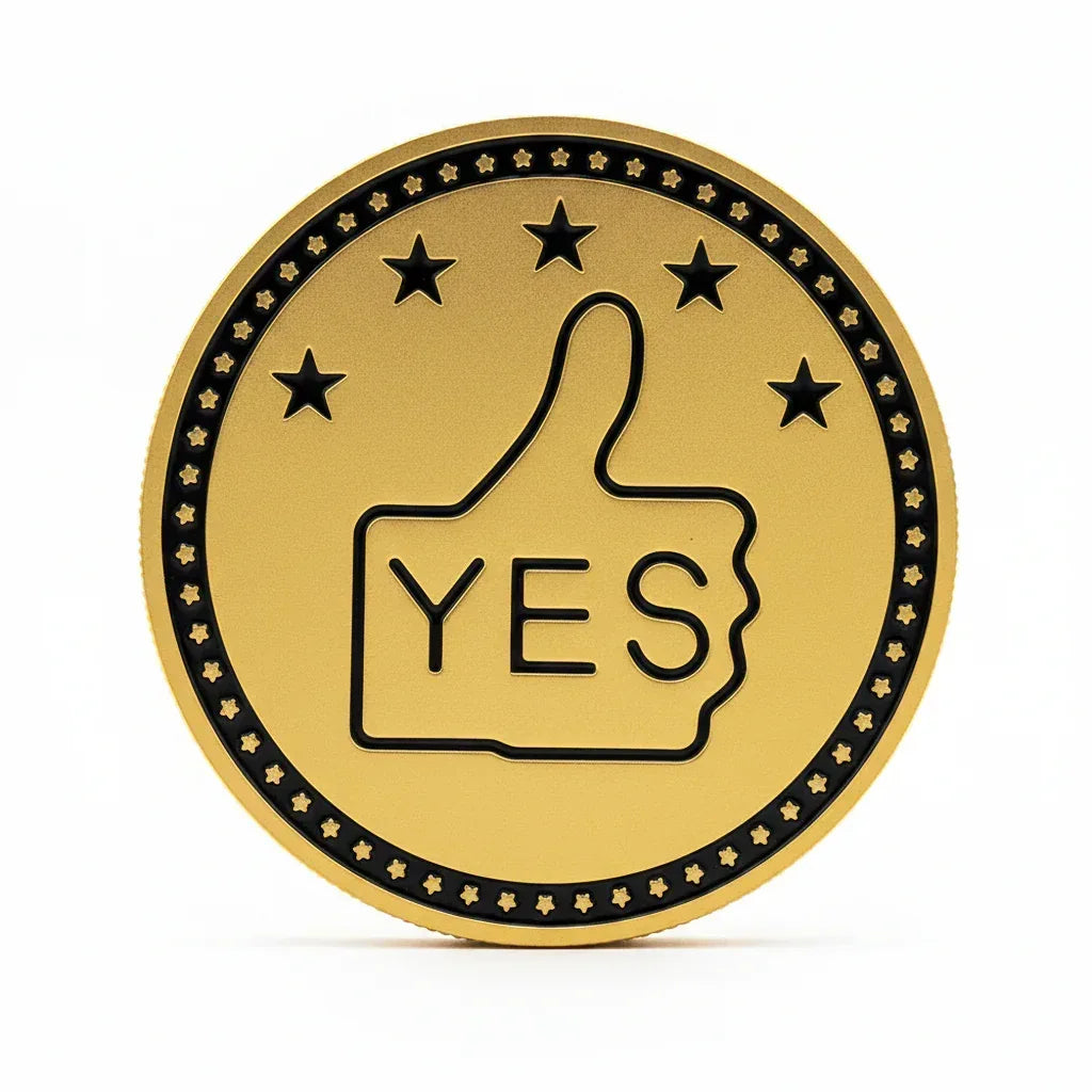 YES NO decision coin commemorative collectible thumbs up thumbs down novelty decision-making fun collectible token available at One More Coin store
