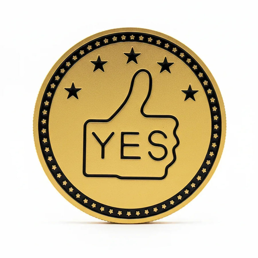 YES NO decision coin commemorative collectible thumbs up thumbs down novelty decision-making fun collectible token available at One More Coin store

