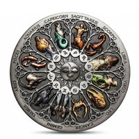 Zodiac constellation coin commemorative collectible hand-painted 12 astrology signs sun face enamel celestial horoscope collectible token available at One More Coin store
