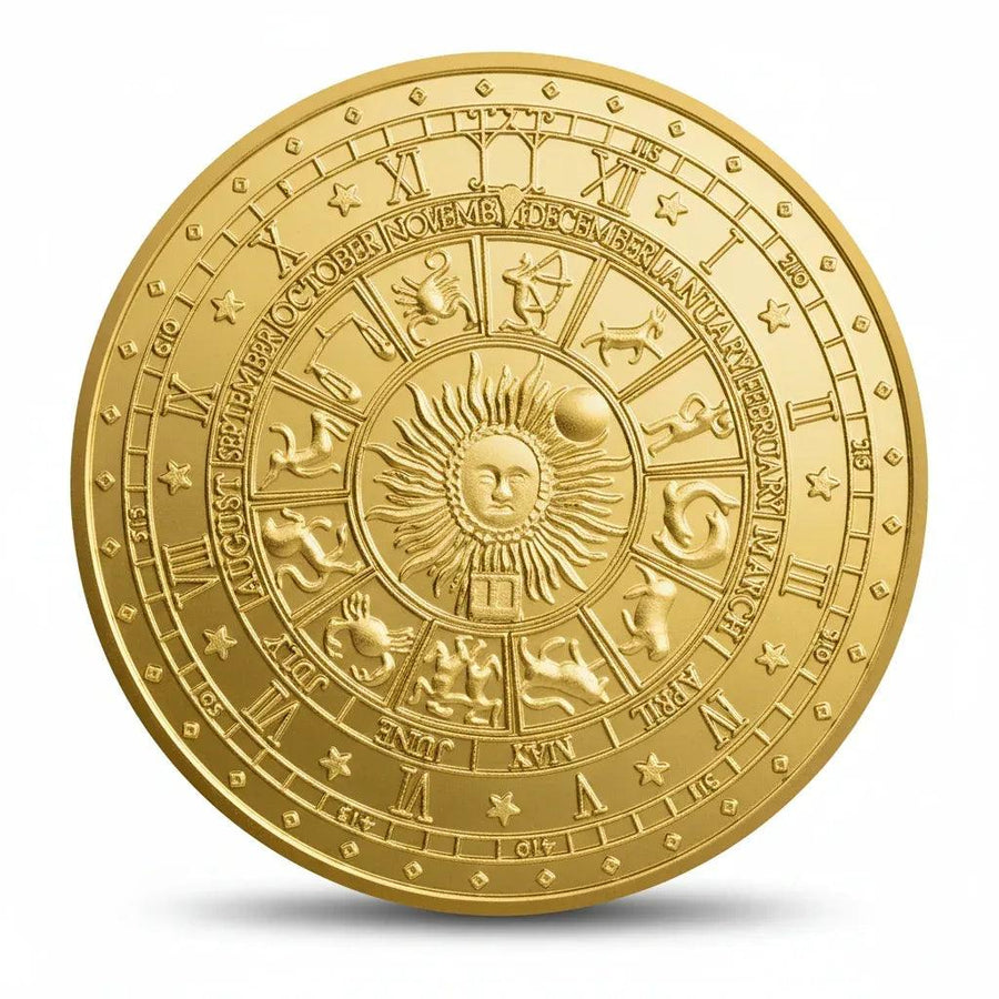 Zodiac constellation tarot coin commemorative collectible 12 astrology signs mystical symbols sun moon stars wish collectible token available at One More Coin store
