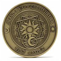 Zodiac tarot coin copper commemorative collectible 12 astrology signs mystical symbols sun moon stars antique patina collectible token available at One More Coin store
