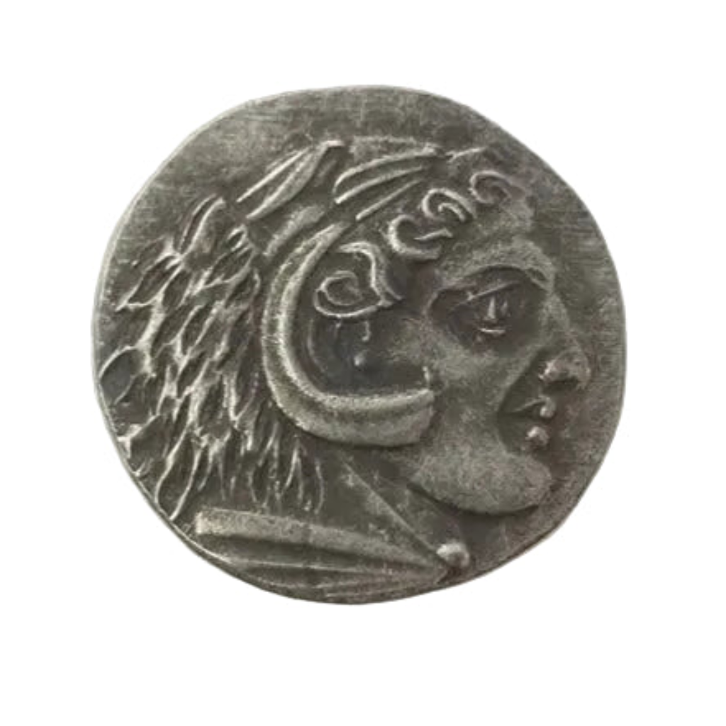 Alexander the Great horse commemorative collectible coin Bucephalus Hercules lion skin antique silver historical coin gift for collectors available at One More Coin store
