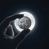 Alien Hobo Nickel – Hand Held Full Moon Night Sky