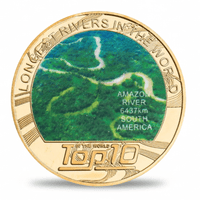 Amazon River longest rivers world collectible coin full-colour aerial photograph gold-tone token

