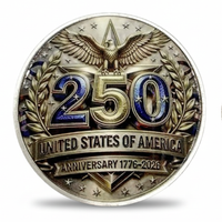 America 250th Anniversary 1776 2026 United States of America commemorative coin front 250 bald eagle laurel wreath antique silver blue enamel collectible available at One More Coin store
