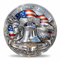 America 250th anniversary coin Statue of Liberty Liberty Bell bald eagle reverse silver finish USA collectible gift
