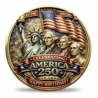 America 250th Birthday 1776 2026 Founding Fathers Washington Jefferson Franklin Lady Liberty commemorative collectible coin gold enamel patriotic gift for collectors available at One More Coin store