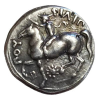Ancient Greek Alexander the Great coin reverse side charging bull power Greek inscription antique silver collectible coin
