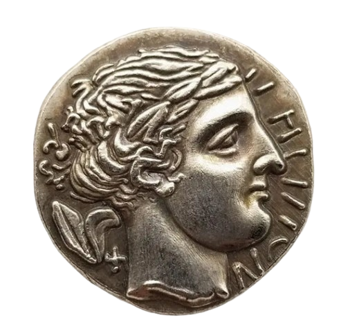 Arethusa Syracuse ancient Greek coin replica silver-plated brass collectible token gift for history collectors available at One More Coin store