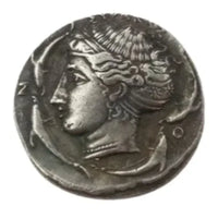 Ancient Greek helmeted goddess profile commemorative collectible coin classical mythology gift for collectors available at One More Coin store
