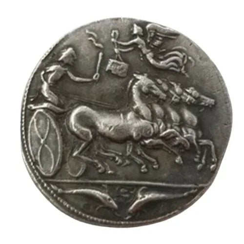 Ancient Greek divine chariot victory scene collectible coin classical mythology commemorative token
