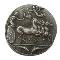 Ancient Greek divine chariot victory scene collectible coin classical mythology commemorative token
