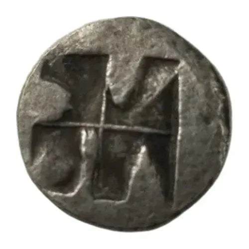 Ancient Greek incuse square coin reverse historical collectible token archaic Greek coinage gift for history enthusiasts
