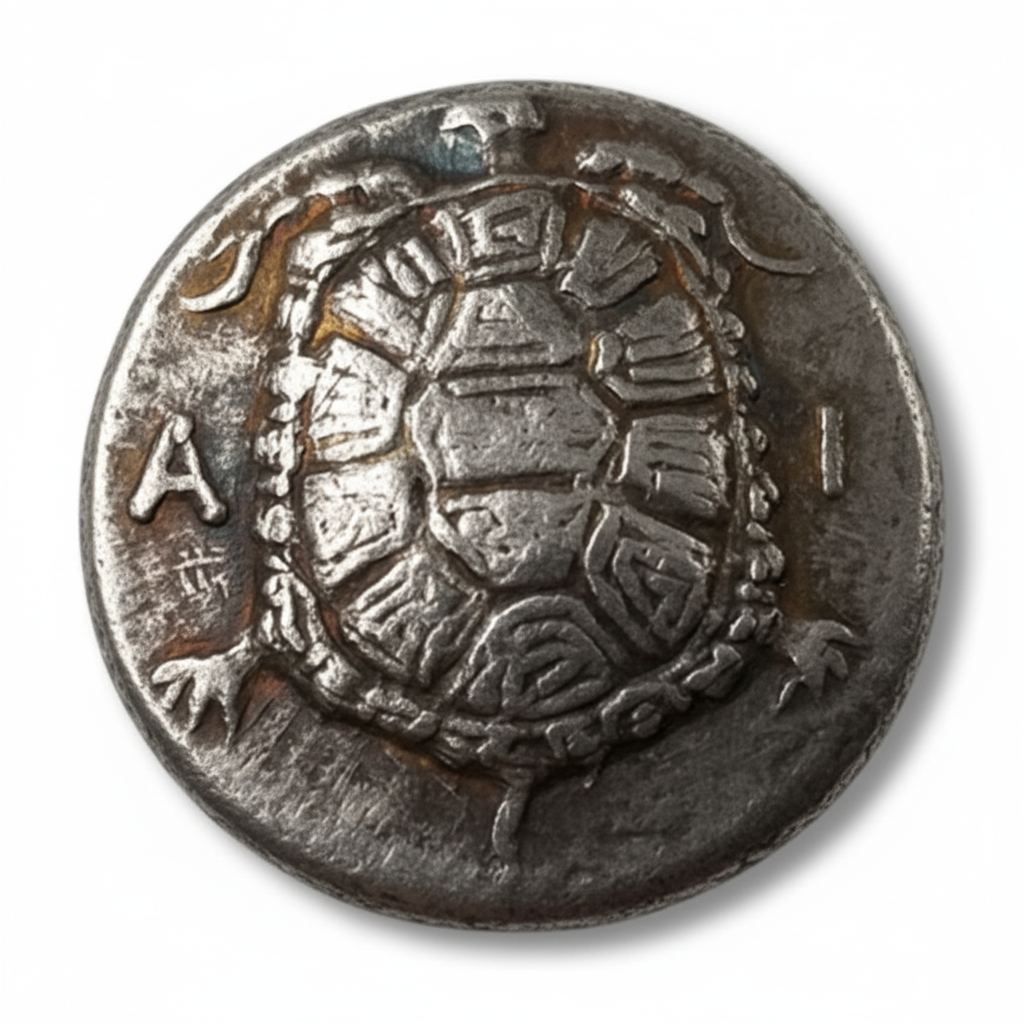Ancient Greek turtle commemorative collectible coin Aegina sea turtle design antique silver historical coin gift for collectors available at One More Coin store

