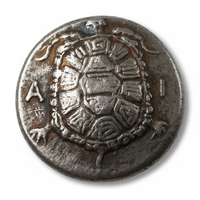 Ancient Greek turtle commemorative collectible coin Aegina sea turtle design antique silver historical coin gift for collectors available at One More Coin store
