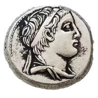 Ancient Ptolemaic Egypt eagle commemorative collectible coin Greek dynasty royal portrait wavy hair antique silver historical coin gift for collectors available at One More Coin store
