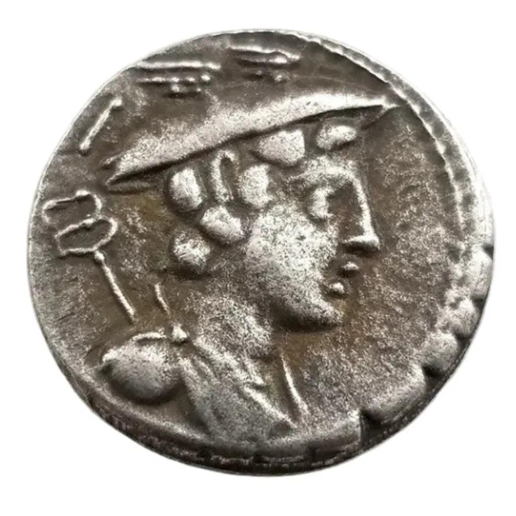 Ancient Roman emperor standing figure commemorative collectible coin laurel wreath crown imperial portrait antique silver historical coin gift for collectors available at One More Coin store
