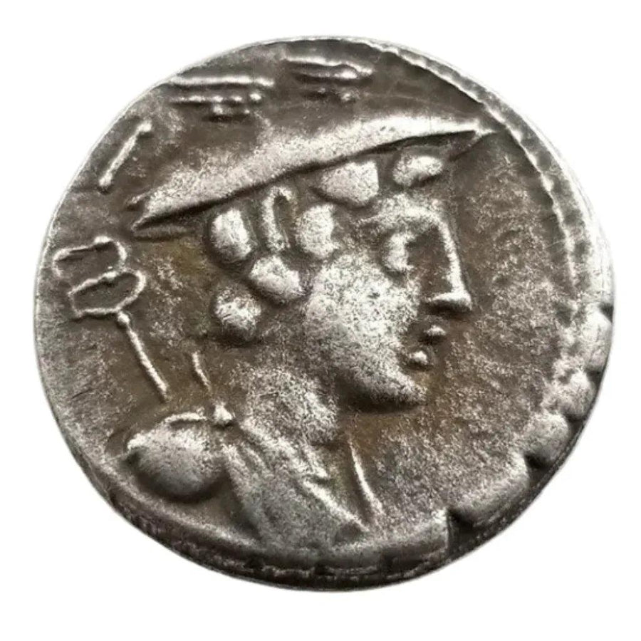 Ancient Roman emperor standing figure commemorative collectible coin laurel wreath crown imperial portrait antique silver historical coin gift for collectors available at One More Coin store
