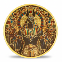 Anubis Egyptian mythology collectible coin front face gold enamel jackal god ancient Egypt available at One More Coin store
