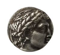 Apollo laureate portrait ancient Greece Greek collectible coin token historical gift for collectors available at One More Coin store
