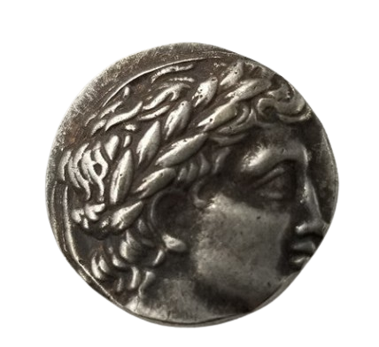 Apollo laureate portrait ancient Greece Greek collectible coin token historical gift for collectors available at One More Coin store
