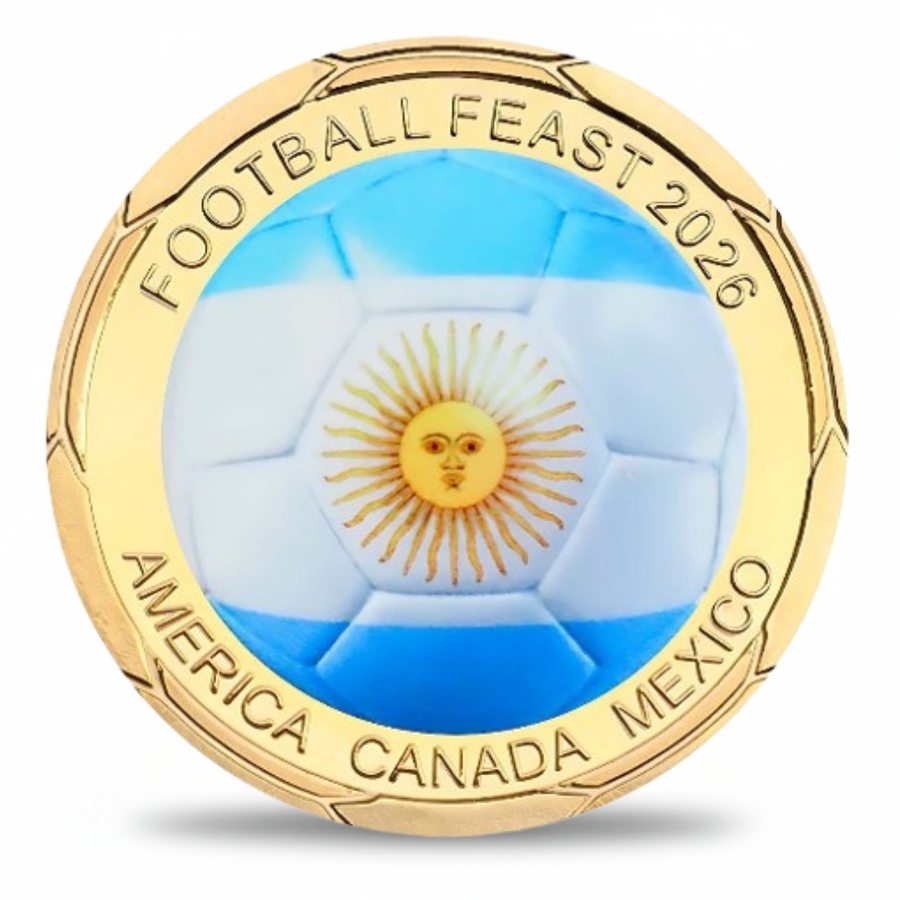 Argentina flag Football Feast 2026 commemorative collectible coin FIFA World Cup collectible token
