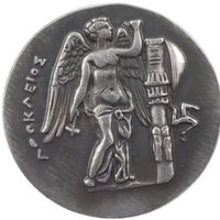 Ascalon tetradrachm Greek coin replica reverse Nike winged Victory standing wreath raised Hellenistic ancient Greek collectible token
