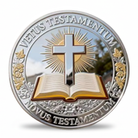 Bible cross Vetus Novus Testamentum Christian collectible coin religious gift for collectors
