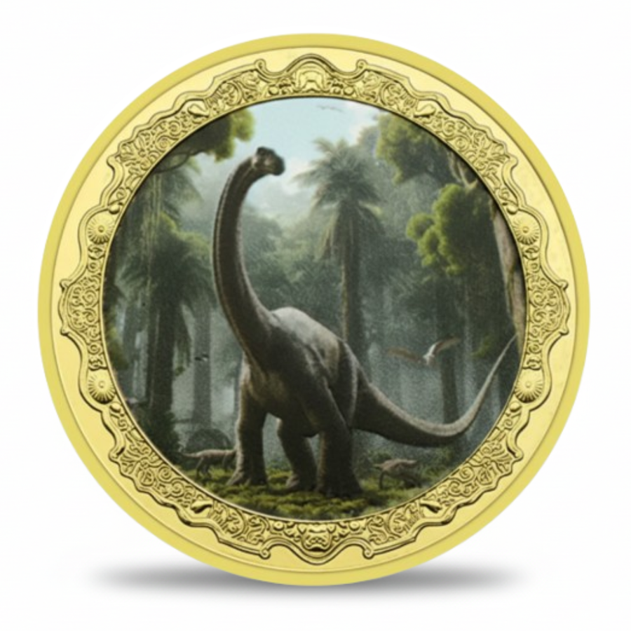 Brachiosaurus long-neck dinosaur collectible coin Jurassic period coin
