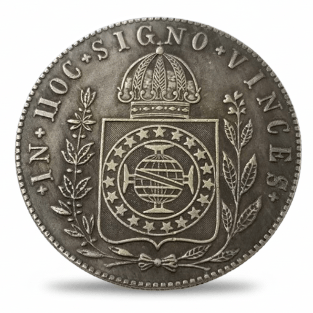 Brazil 1832 960 Reis Brazilian Imperial coat of arms armillary sphere crown In Hoc Signo Vinces historical collectible coin token commemorative collectible coin token
