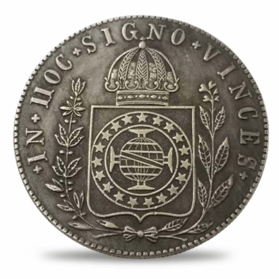 Brazil 1832 960 Reis Brazilian Imperial coat of arms armillary sphere crown In Hoc Signo Vinces historical collectible coin token commemorative collectible coin token
