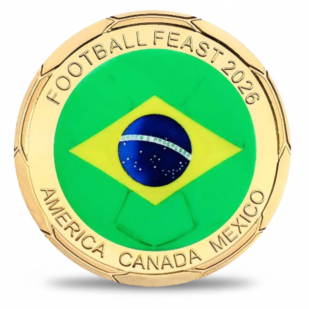 Brazil flag Football Feast 2026 commemorative collectible coin FIFA World Cup collectible token
