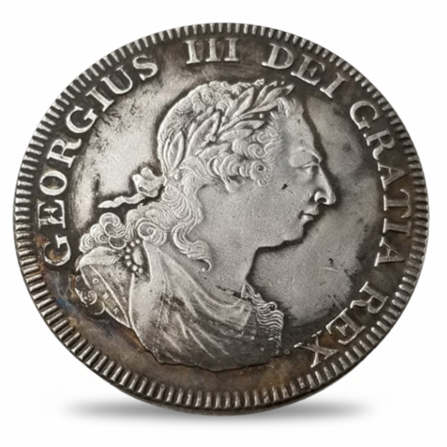 British 1808 Bermuda 5 Shillings commemorative collectible coin obverse King George III portrait available at One More Coin store
