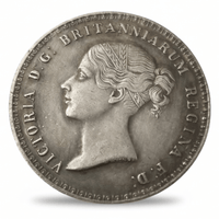 British 1839 Una and the Lion Crown Queen Victoria Young Head replica coin obverse bare-headed portrait Royal Mint Victorian collectible available at One More Coin store
