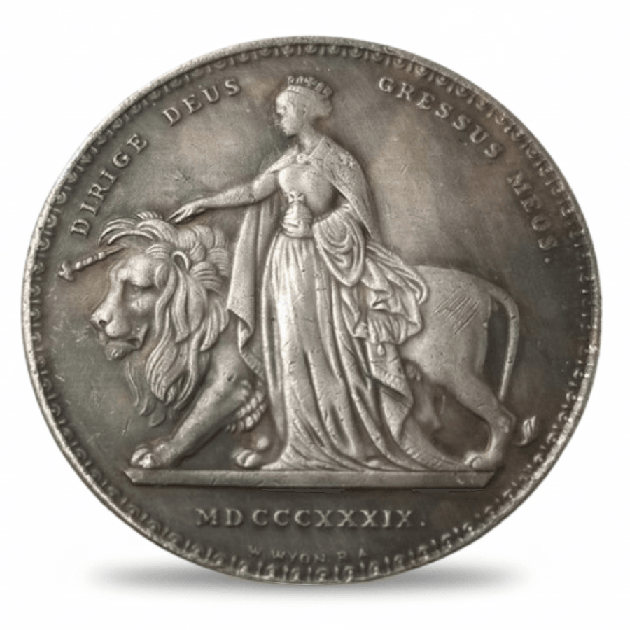 British 1839 Una and the Lion Crown collectible coin size 41mm measurement display collectible token
