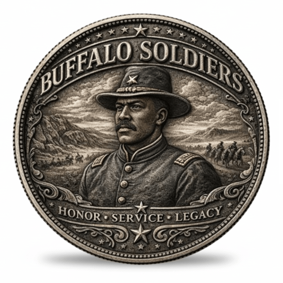 Buffalo Soldiers Honor Service Legacy commemorative collectible coin military tribute gift for collectors available at One More Coin store