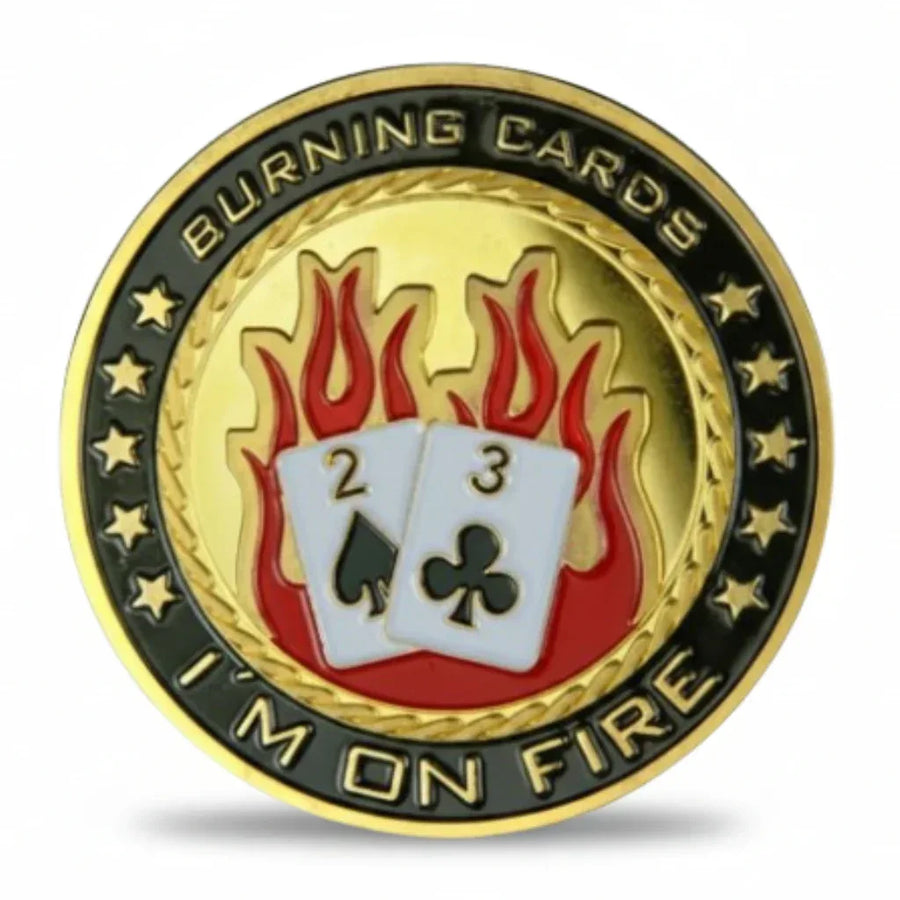 Burning Cards I'm On Fire poker commemorative collectible coin gaming gift for card players available at One More Coin store
