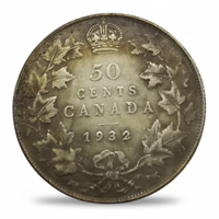 Canadian 1932 50 Cents maple leaf wreath reverse Commonwealth historical collectible coin token
